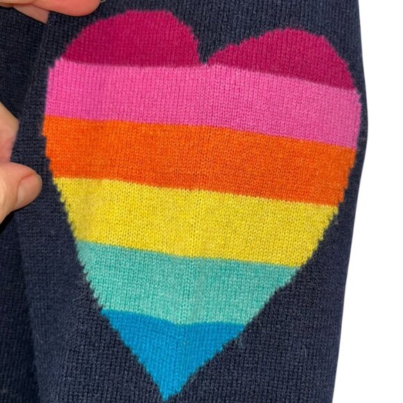 WYSE London navy blue Cashmere rainbow hearts elbows jumper sweater 2 M - Picture 4 of 5